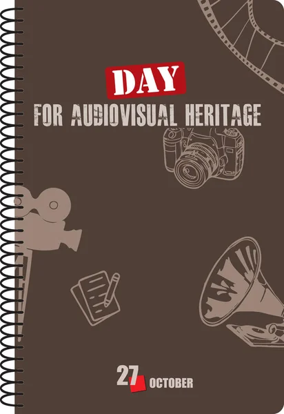 Fecha Octubre Día Ilustración Del Patrimonio Audiovisual Ilustración Vectorial — Archivo Imágenes Vectoriales