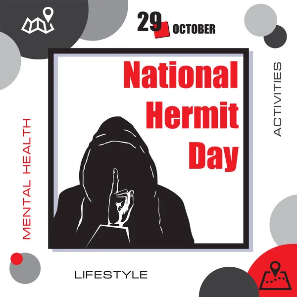カレンダーイベントは10月に祝われます National Hermit Day — ストックベクタ
