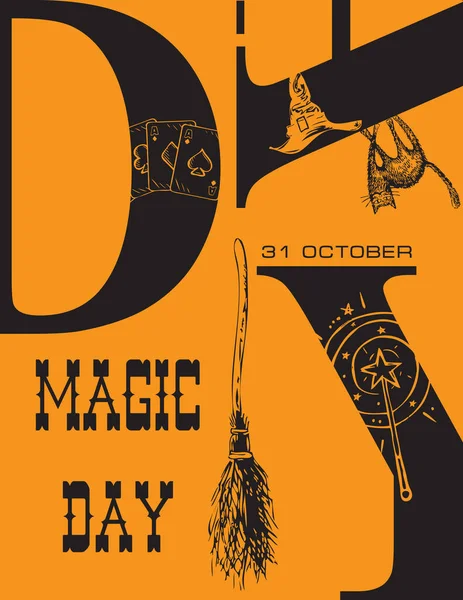 十月活动海报 魔术日 — 图库矢量图片