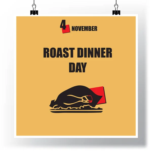 Εκδήλωση Γιορτάζεται Νοέμβριο Roast Dinner Day — Διανυσματικό Αρχείο