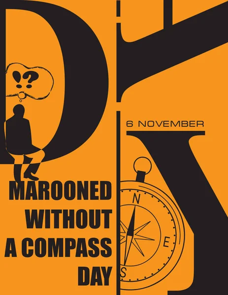 Affisch För Novemberevenemanget Marooned Compass Day — Stock vektor