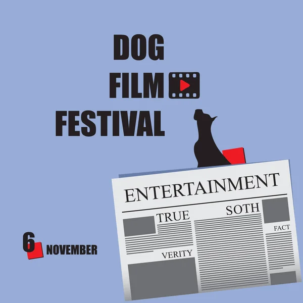 Etkinlik Için Gazete Sayfası Köpek Film Festivali — Stok Vektör