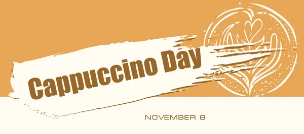 Karta Wydarzenie Listopad Dzień Narodowy Dzień Cappuccino — Wektor stockowy