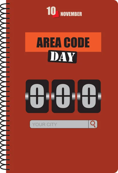Listopadu Datum Slaví Area Code Day — Stockový vektor