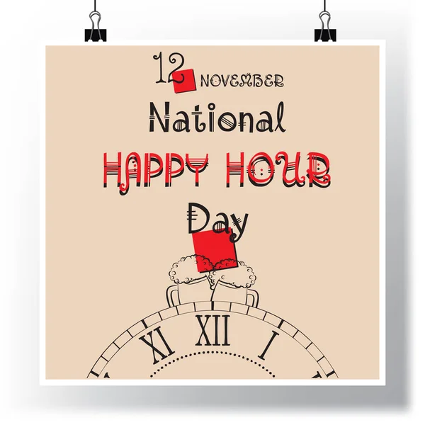 Kalendern Händelsen Firas November National Happy Hour Day — Stock vektor