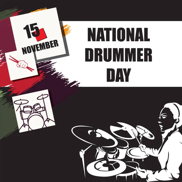 Kalender Evenement Wordt Gevierd November Nationale Drummer Dag — Stockvector