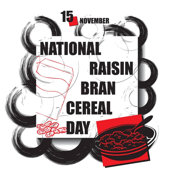 日历活动在11月庆祝 Raisin Bran Cereal Day — 图库矢量图片