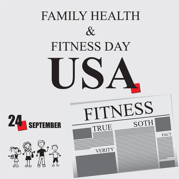 Tidningssida För Evenemanget Family Health Fitness Day — Stock vektor