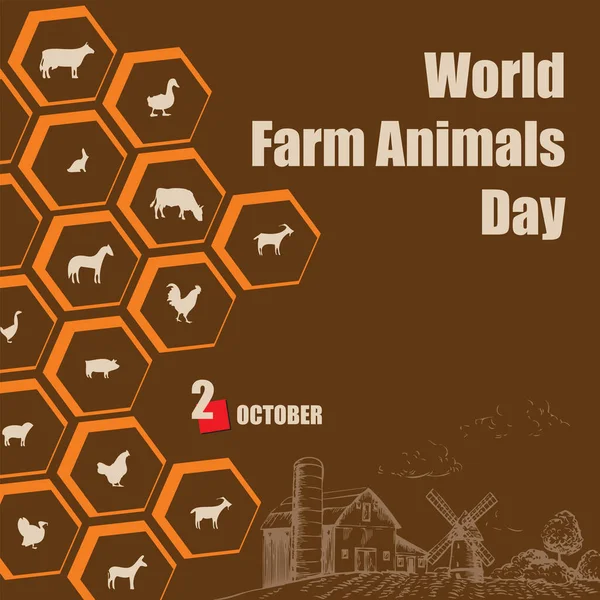 Kalender Evenement Wordt Gevierd Oktober Farm Animals Day — Stockvector
