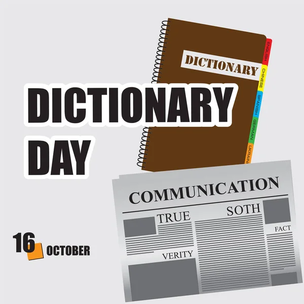 イベントの新聞ページ Dictionary Day — ストックベクタ
