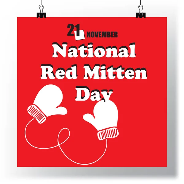 Evento Calendário Comemorado Novembro National Red Mitten Day —  Vetores de Stock