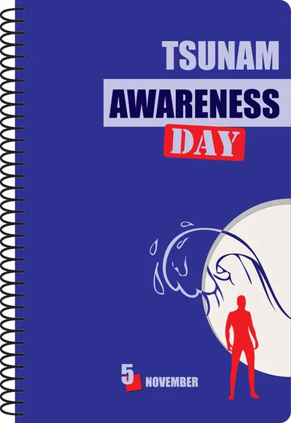 Tsunami Awareness Book Date World Tsunami Awareness Day Inglés Fecha — Archivo Imágenes Vectoriales