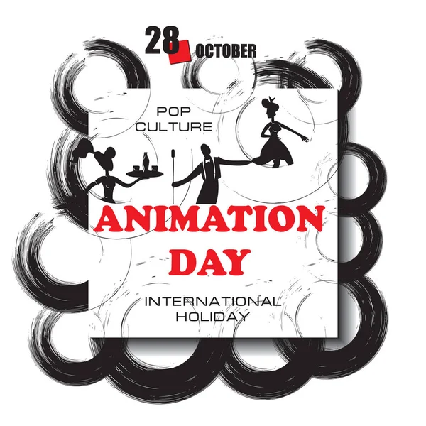 Kalendář Akce Slaví Říjnu Animation Day — Stockový vektor