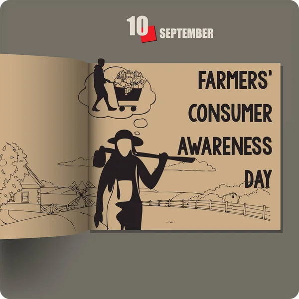 专辑发行日期为九月 农民消费者意识日 — 图库矢量图片