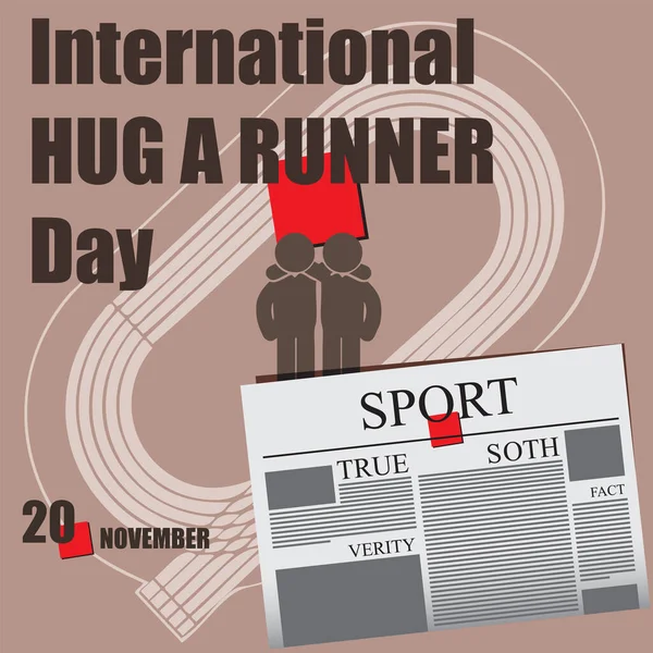 イベントの新聞ページ Hug Runner Day — ストックベクタ
