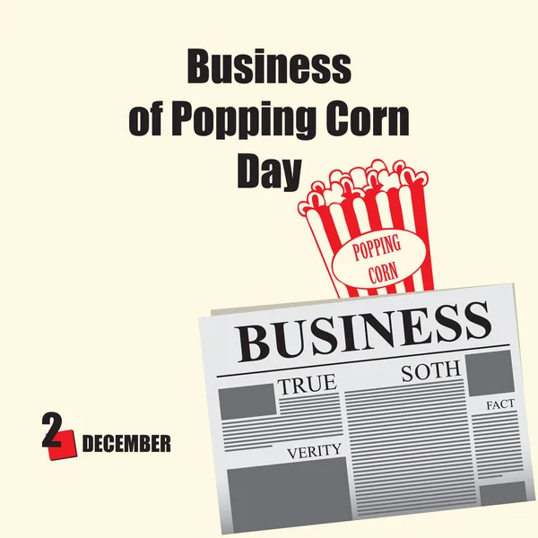 Krant Pagina Voor Het Evenement Business Popping Corn Day — Stockvector