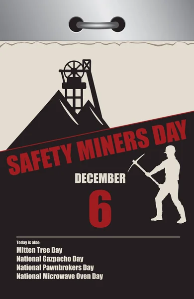 12月の旧式マルチページの断裂カレンダー National Miners Day — ストックベクタ