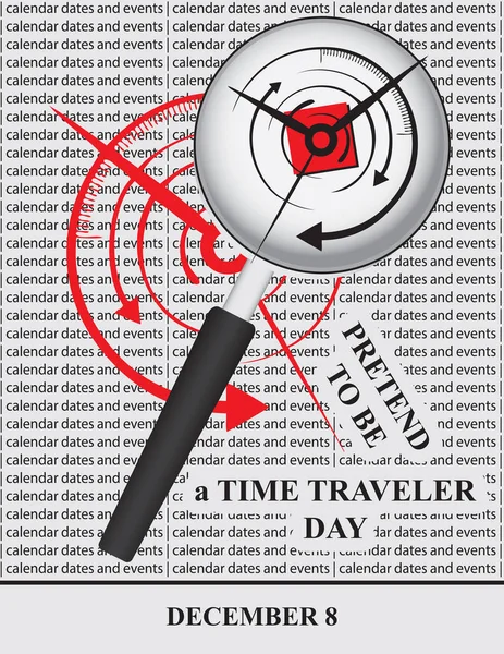 12月のカレンダーの日付やイベントのための創造的なイラスト 時間旅行者の日になる傾向がある — ストックベクタ