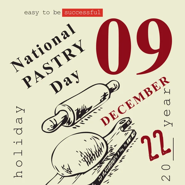 Takvim Etkinliği Aralık Ayında Kutlanıyor Ulusal Pasta Günü — Stok Vektör
