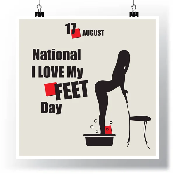 这个日历上的活动是在八月的国庆节庆祝的 我爱我的脚 — 图库矢量图片