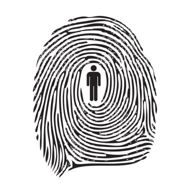 Identification of a person using a fingerprint. Vector illustration. clipart