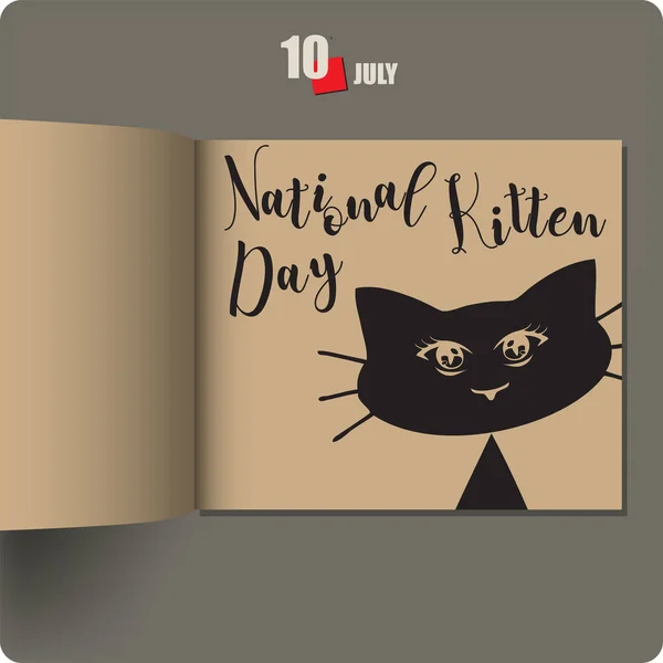 Diffusion Album Avec Une Date Juillet Journée Nationale Des Chatons — Image vectorielle