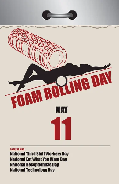 Gammaldags Flersidig Rivningskalender För Maj National Foam Rolling Day — Stock vektor