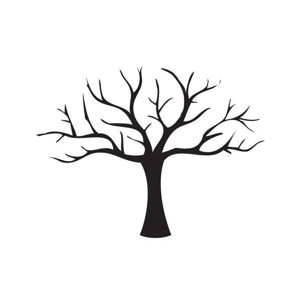 Силуэт Дерева Летящими Листьями Векторная Иллюстрация — стоковый вектор
