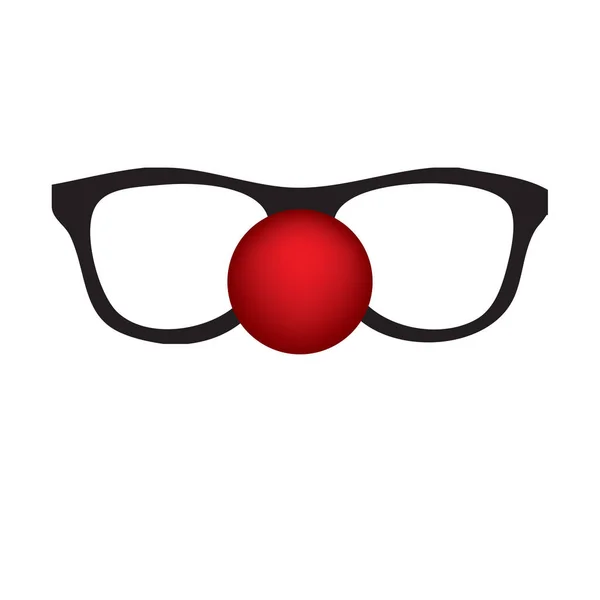 Cool Clown Red Nose Fixed Classic Glasses — Stock Vector