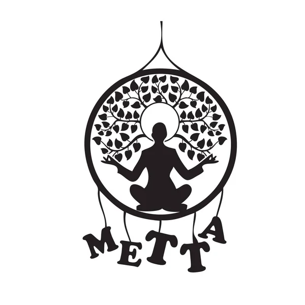 Principe Bouddhiste Introspection Est Metta Désignation Symbole Vectoriel — Image vectorielle
