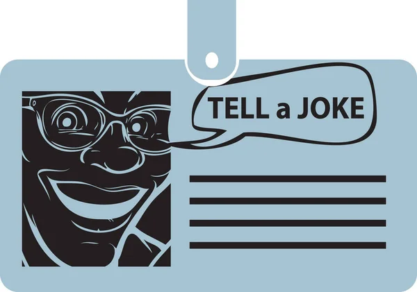 クリップ上のジョークを伝えるための識別カード ベクターイラスト — ストックベクタ