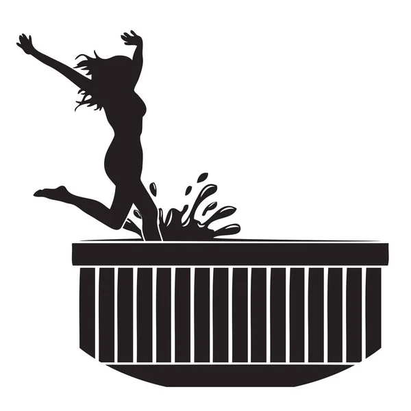 Woman Jumps Hot Tub Making Lot Splashes — Stock Vector