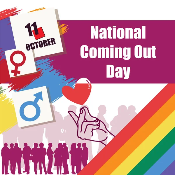 Naptár Esemény Ünneplik Októberben National Coming Out Day — Stock Vector