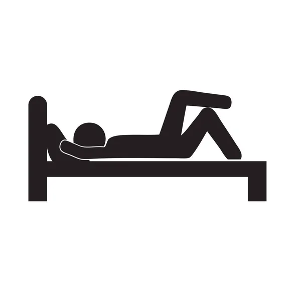 Yastıkla Yatağa Uzan Bacak Bacak Üstüne — Stok Vektör