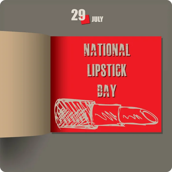 7月の日付で広がるアルバム National Lipstick Day — ストックベクタ