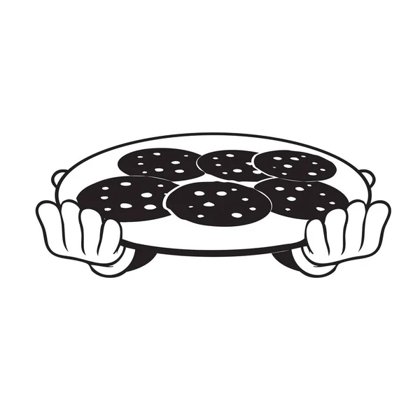 Cookie Uri Rotunde Tavă Rotundă Mâini Ilustrație Vectorială — Vector de stoc