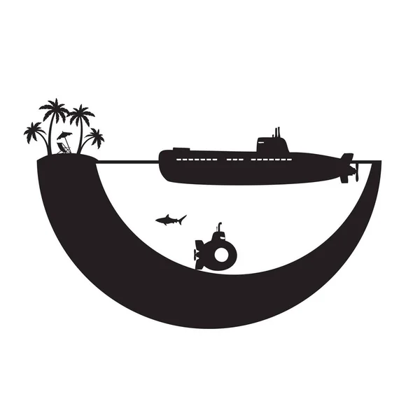 Boot Transport Für Tauchen Und Bewegung Der Wassersäule — Stockvektor