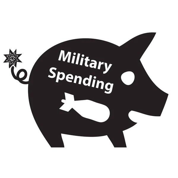 Γουρουνάκι Για Τις Στρατιωτικές Δαπάνες Εικονογράφηση Διανύσματος — Διανυσματικό Αρχείο