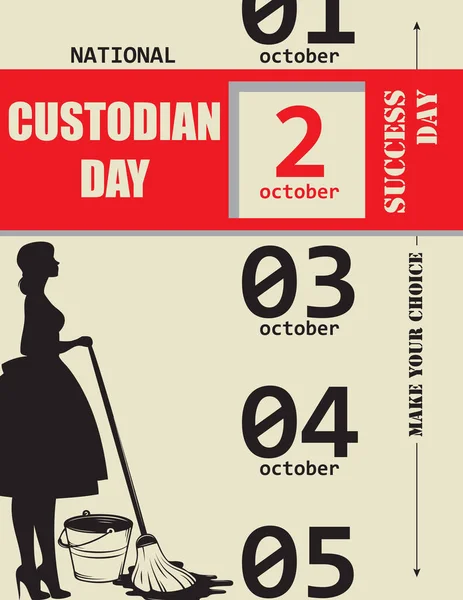 Maak Keuze Kies National Custodian Day Oktober Vector Poster — Stockvector