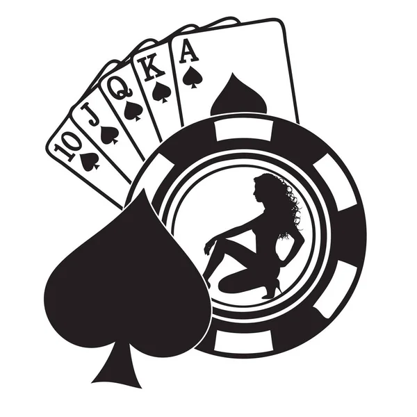 Silhouette Screensaver Card Game Poker Vector Illustration — Stock Vector