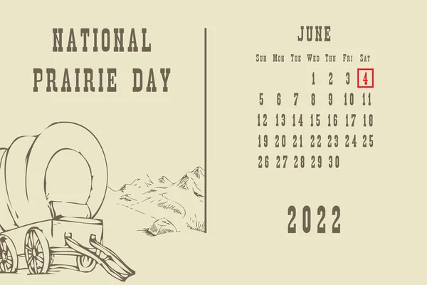 Сторінка Календаря Календарною Сіткою Датах Свято День Національної Прерії — стоковий вектор