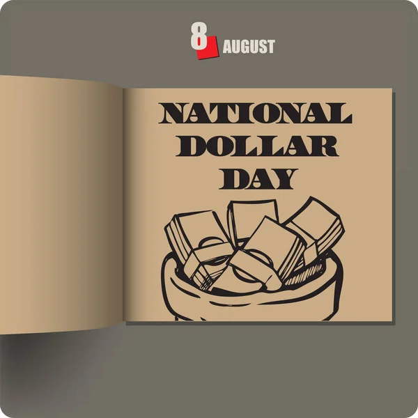 Album Mit Datum August Nationaler Dollartag — Stockvektor