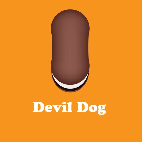Poster Devil Dogデザートは 2層のソフトチョコレートビスケットとクリーミーなホイップフィリングで構成されています — ストックベクタ