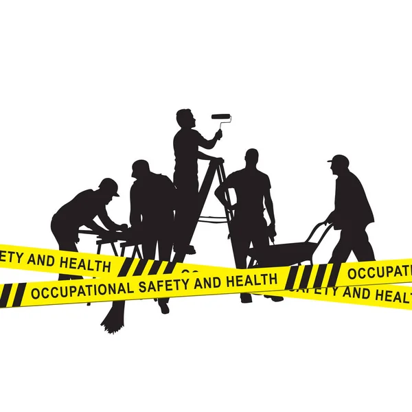 Εικονογράφηση Διανύσματος Αφιερωμένη Στην Ασφάλεια Και Την Υγεία Στην Εργασία — Διανυσματικό Αρχείο