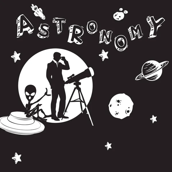Δημιουργική Αφίσα Αφιερωμένη Στην Επιστήμη Της Αστρονομίας Εικονογράφηση Διανύσματος — Διανυσματικό Αρχείο