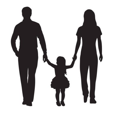 Üç kişilik bir aile - baba, anne ve kız.