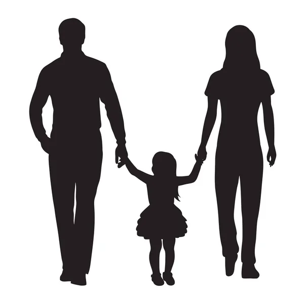 Family Three Father Mother Daughter — Stock Vector