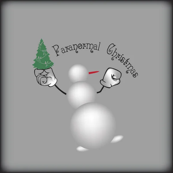 Paranormální Vánoční Přání Paranormálním Sněhulákem Vektorová Ilustrace — Stockový vektor