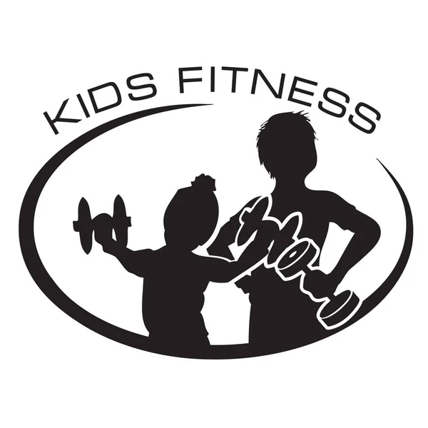 Σύμβολο Παιδιά Fitness Αγόρι Και Κορίτσι Αλτήρες — Διανυσματικό Αρχείο