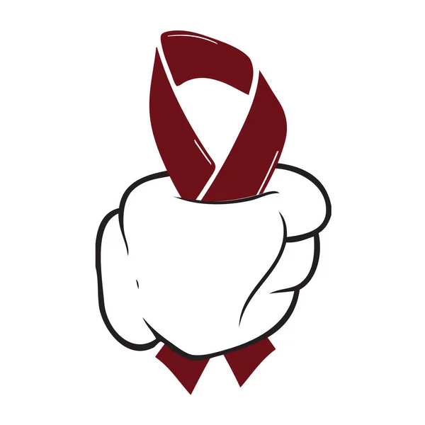 Burgundy Ribbon Symbolizing Disease Amyloidosis Held Hand — Stock Vector